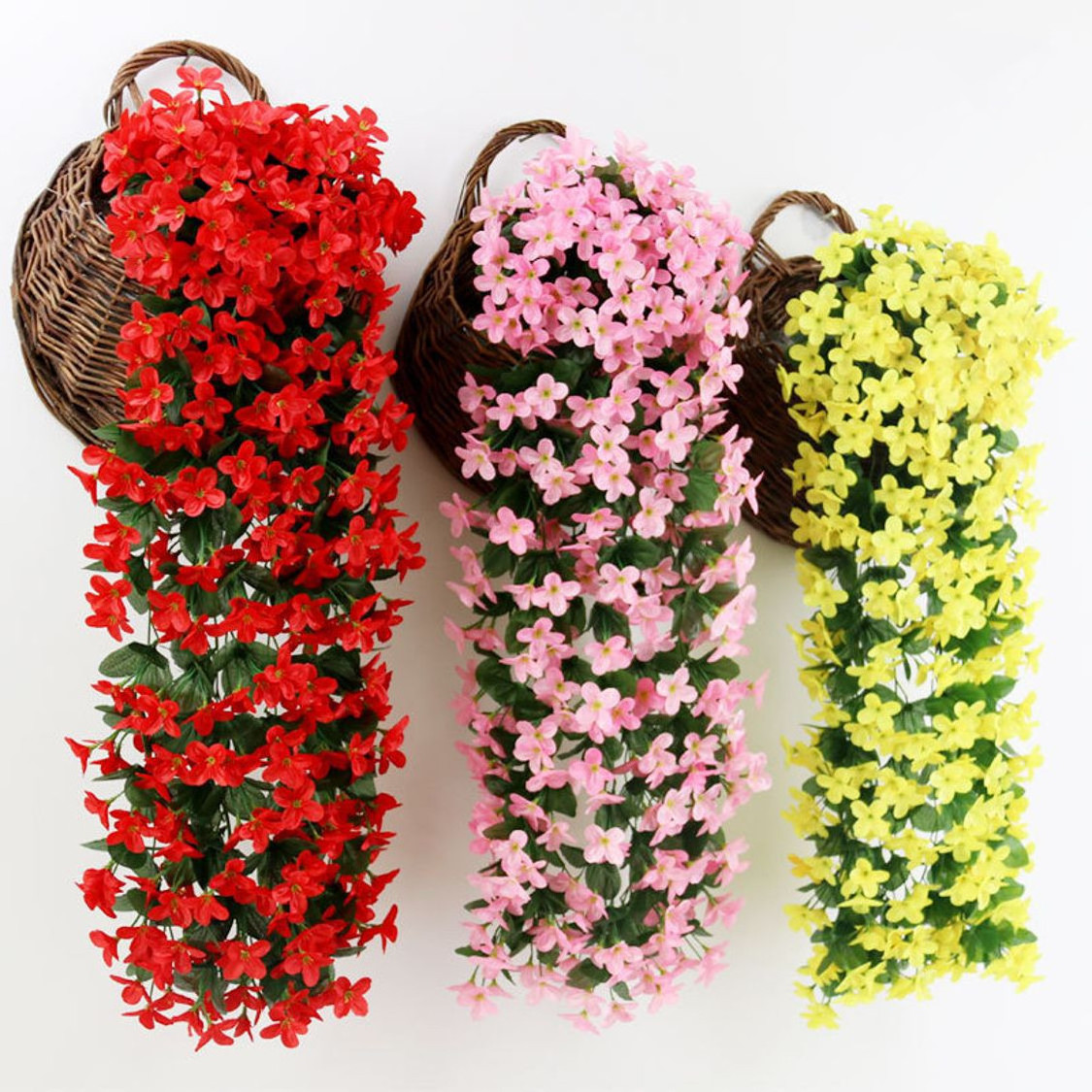 Sell 70cm bulk purple violet flowers artificial wall hanging plastic artificial vine silk flowers basket