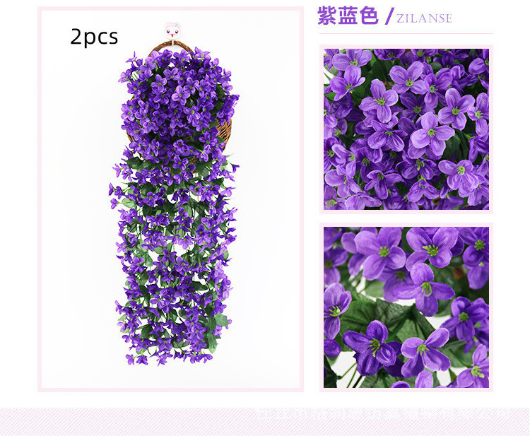 Sell 70cm bulk purple violet flowers artificial wall hanging plastic artificial vine silk flowers basket