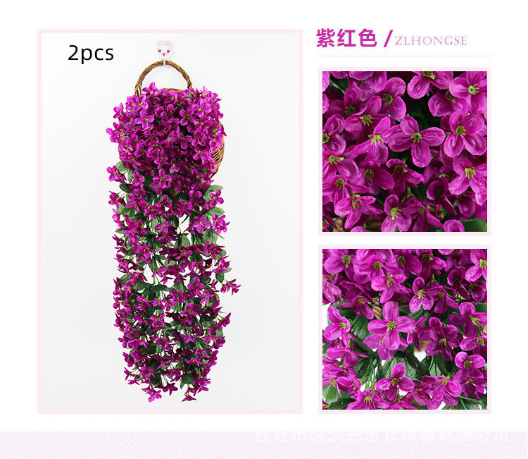 Sell 70cm bulk purple violet flowers artificial wall hanging plastic artificial vine silk flowers basket