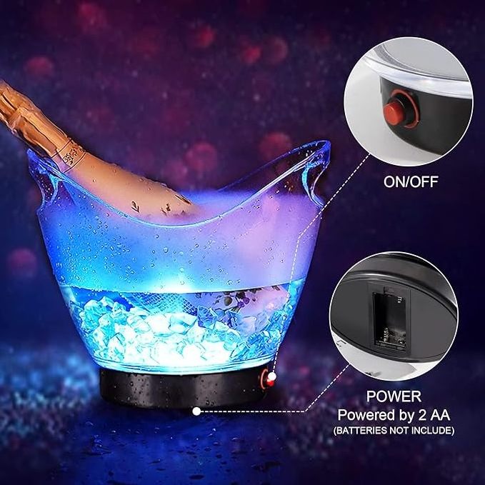 LED Ice Buckets 4L 5L 8L Plastic ice Bucket LED Cooler Bucket RGB Multi Colors Changing for Party/Home/Bar/KTV Clubs