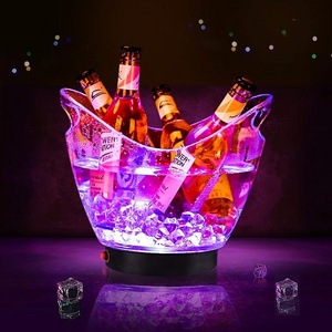 LED Ice Buckets 4L 5L 8L Plastic ice Bucket LED Cooler Bucket RGB Multi Colors Changing for Party/Home/Bar/KTV Clubs