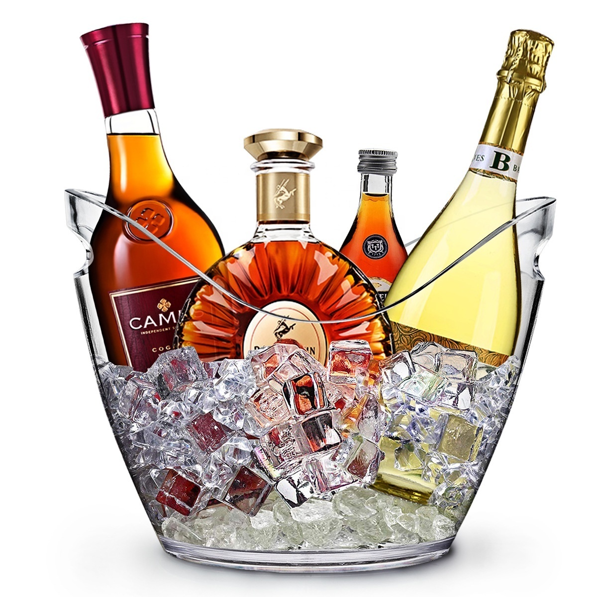 4L 8L 12L Boat Bowl Shape Custom Transparent Plastic Acrylic Champagne Wine Beer Ice Bucket for Bar Drinks Cooler with Handles