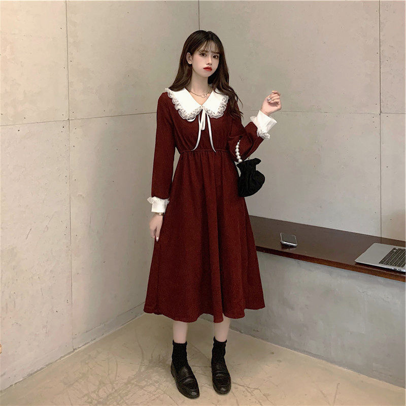 New Year's Red Dress Women's 2023 Spring and Autumn Korean Edition Slim French Versatile Fairy Dress Ladies Causal Long Dress