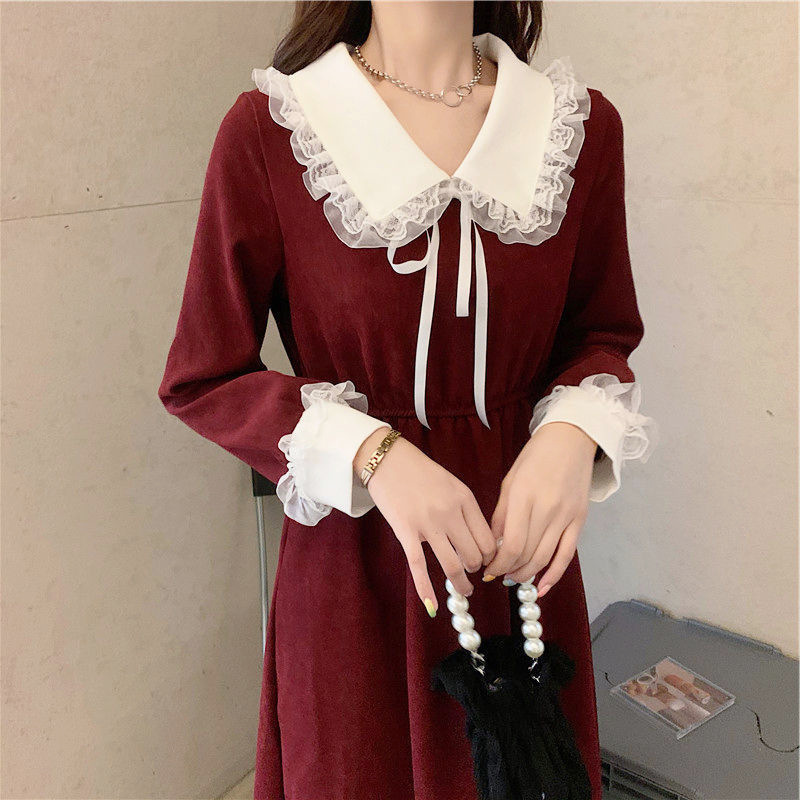 New Year's Red Dress Women's 2023 Spring and Autumn Korean Edition Slim French Versatile Fairy Dress Ladies Causal Long Dress