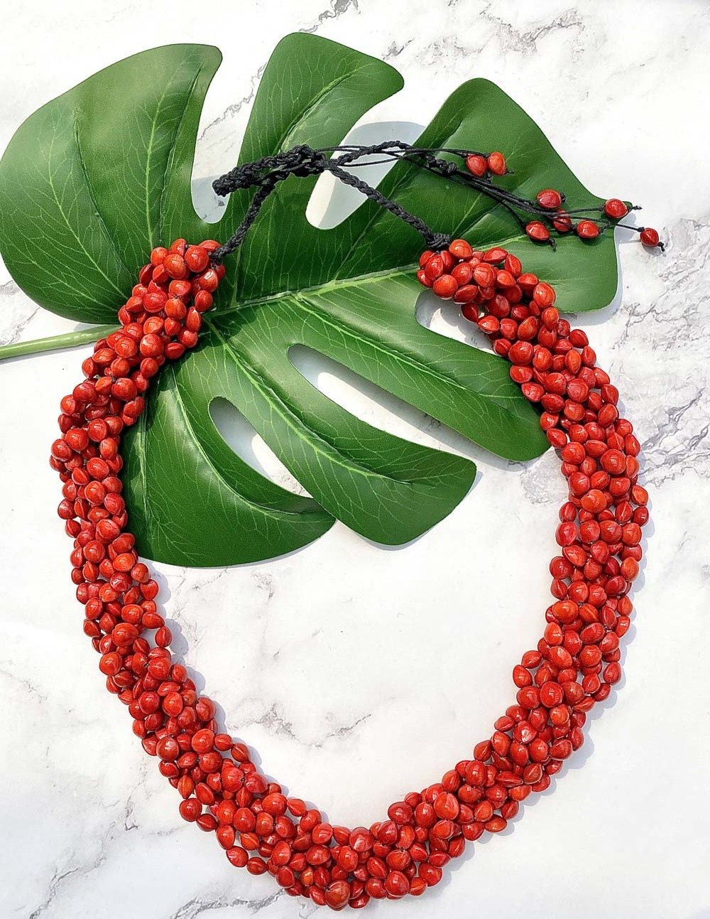 New Arrived Samoan Red Lucky Seed Ula Lopa Necklace Handmade Customizable Aloha Outlet Leis For Men's And Women's Festive Gifts