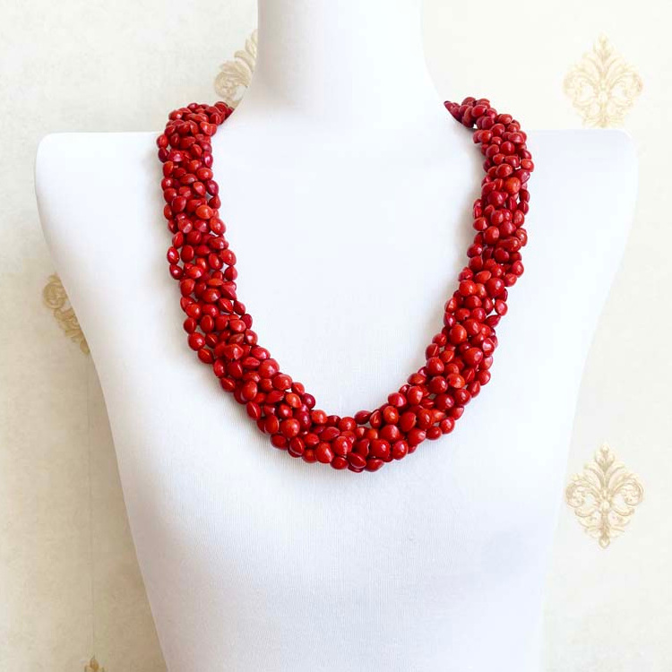 New Arrived Samoan Red Lucky Seed Ula Lopa Necklace Handmade Customizable Aloha Outlet Leis For Men's And Women's Festive Gifts