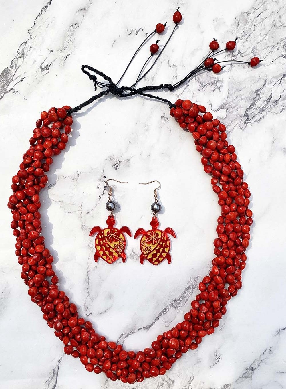 New Arrived Samoan Red Lucky Seed Ula Lopa Necklace Handmade Customizable Aloha Outlet Leis For Men's And Women's Festive Gifts