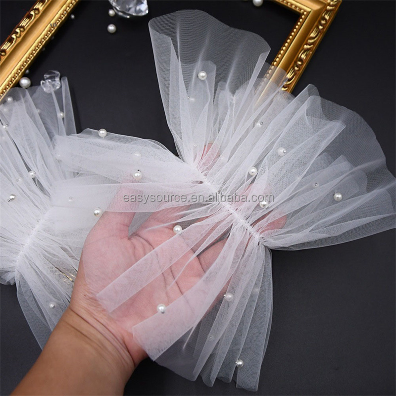 YM84 Pearls Wedding Sleeves Bridal Dress Engagement Lace Gloves Elegant Women Accessories