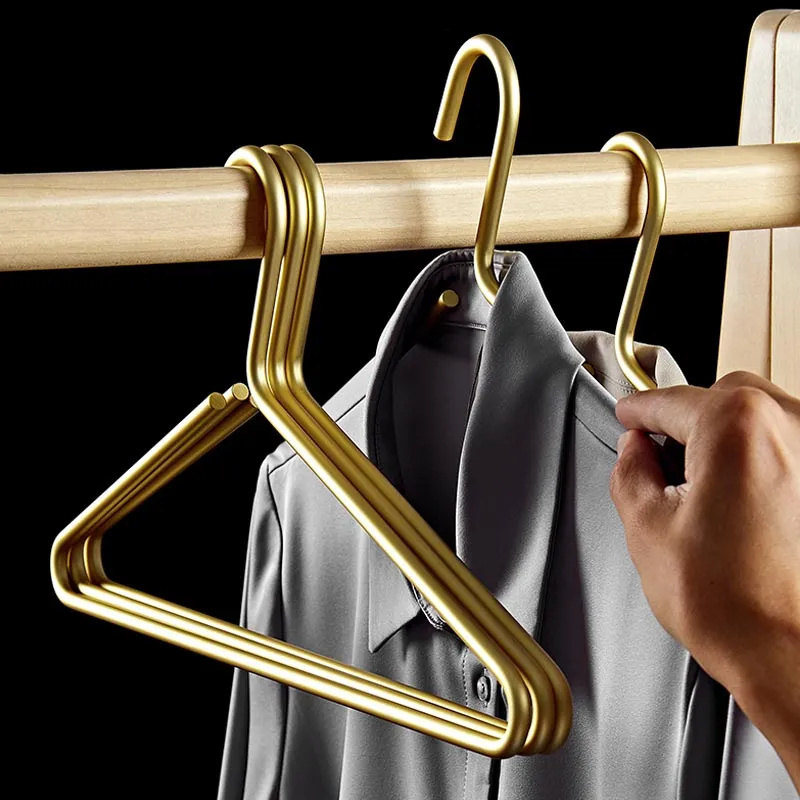 Solid Metal Hangers for Coat Durable Seamless Matte Gold/Sliver Clothes Trousers Sweater Storage Racks Hangers Organizer