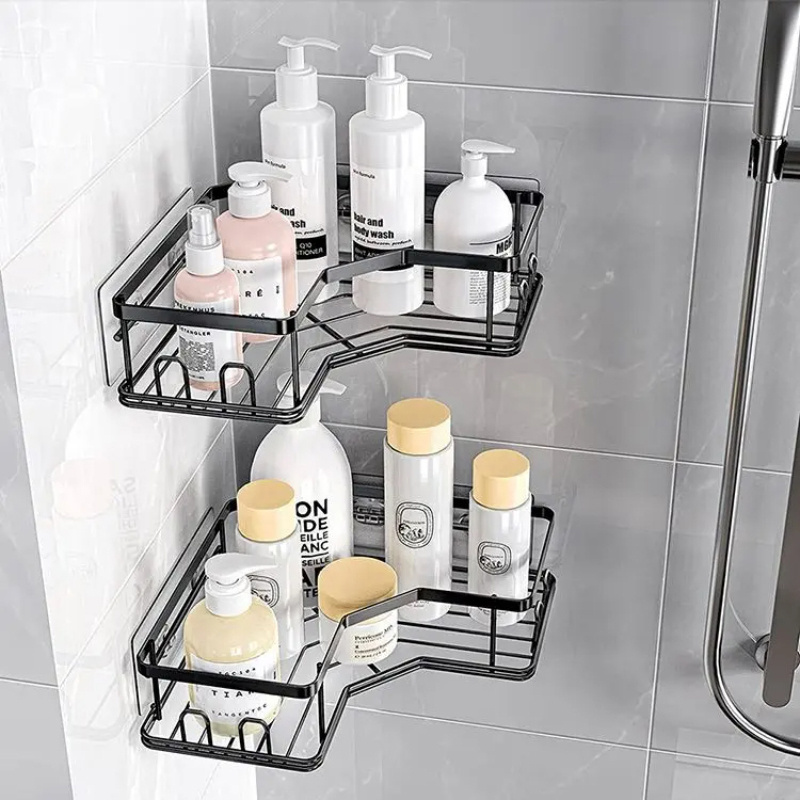 Black 3-Pack Corner Shower Caddy Organizer Shelf, Shower Organization with Soap Holder, Adhesive Shower Shelves for Bathroom