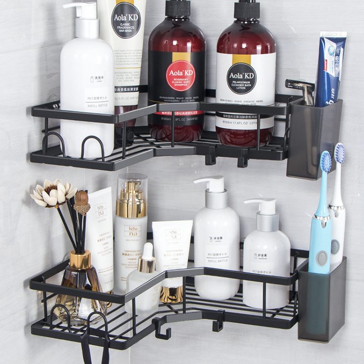 Wall mounted shampoo caddy shower metal wire shelves shelf organizer triangle bathroom wall metal basket corner shelf