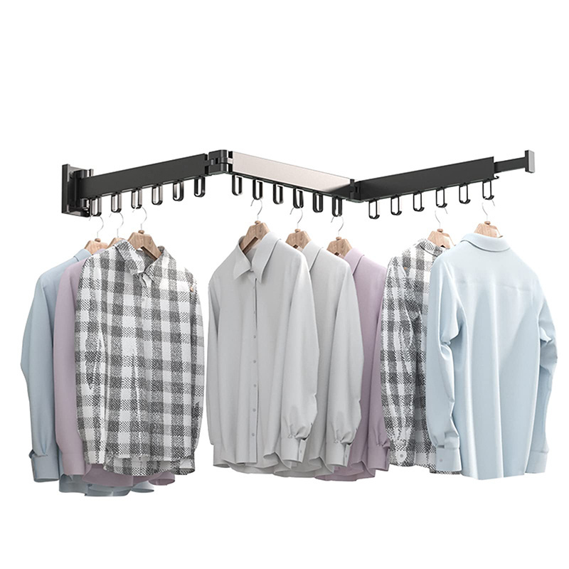 Hot Sale Indoor Retractable Collapsible Wall Mounted Hanger Rack Folding Laundry Rack Space Saver Clothes Drying Rack