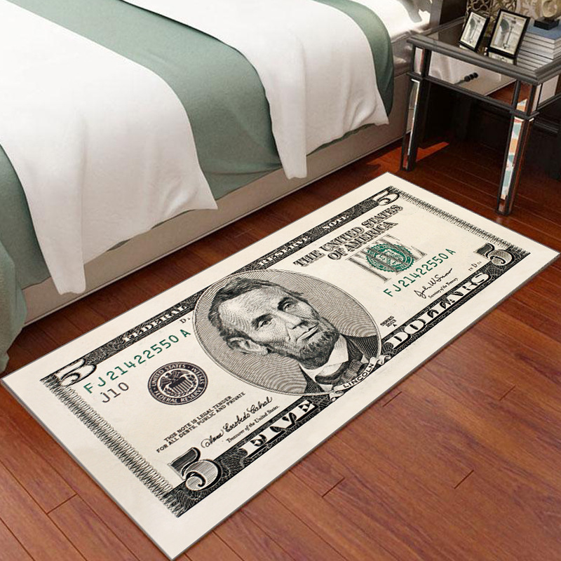 Non-slip Area Rugs Living Room Bedroom Hundred 100 Dollar Bill Carpet Money 100 Dollar Bill Rug Custom Printed Carpet