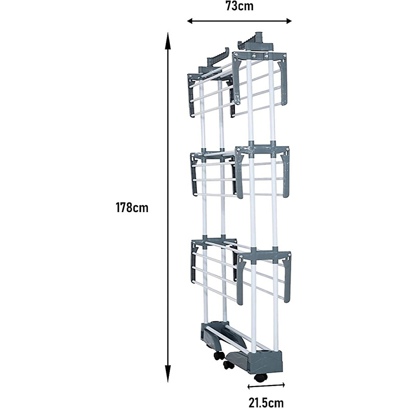 Double Rod Clothing Rack Rolling Clothes Racks Hanging Rail On Wheels Metal Three-layer Clothes Hanger Standing Hanger