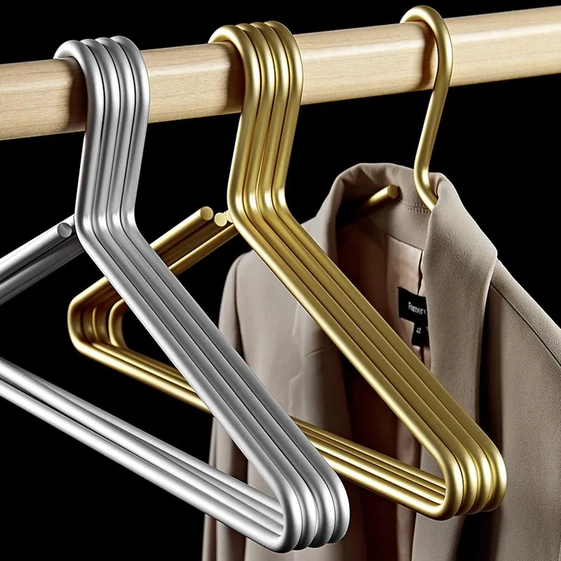 Solid Metal Hangers for Coat Durable Seamless Matte Gold/Sliver Clothes Trousers Sweater Storage Racks Hangers Organizer