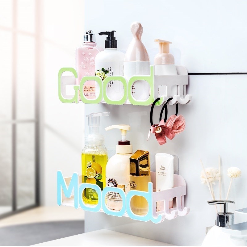 1 Pcs Creative Letter Bathroom Storage Shelf Live Love Good Wall-hanging Suction Cup