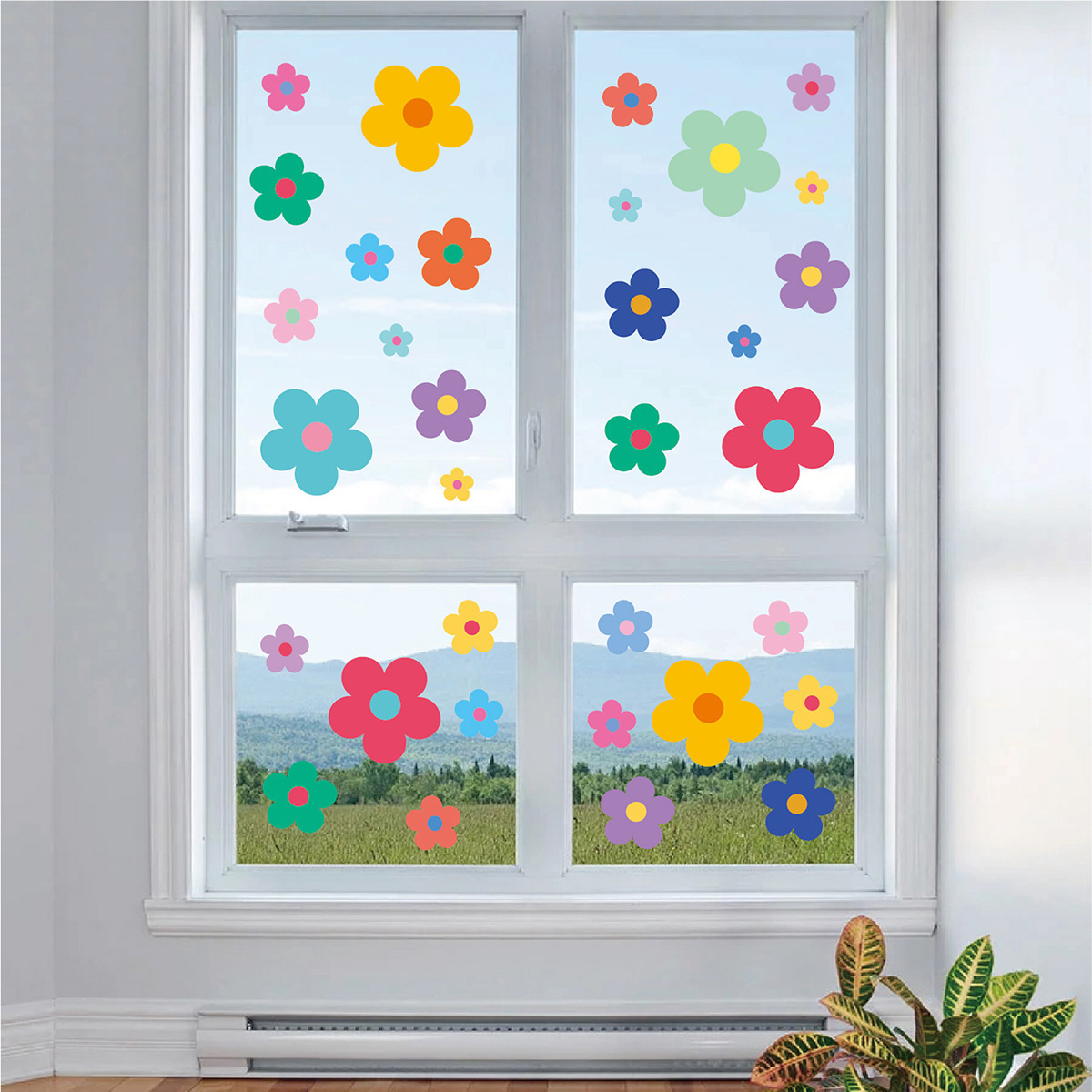 MZL Colorful Small Flowers Wall Decals Lovely Retro Flowers Kindergarten Girls Bedroom Children'S Room Decoration Decals