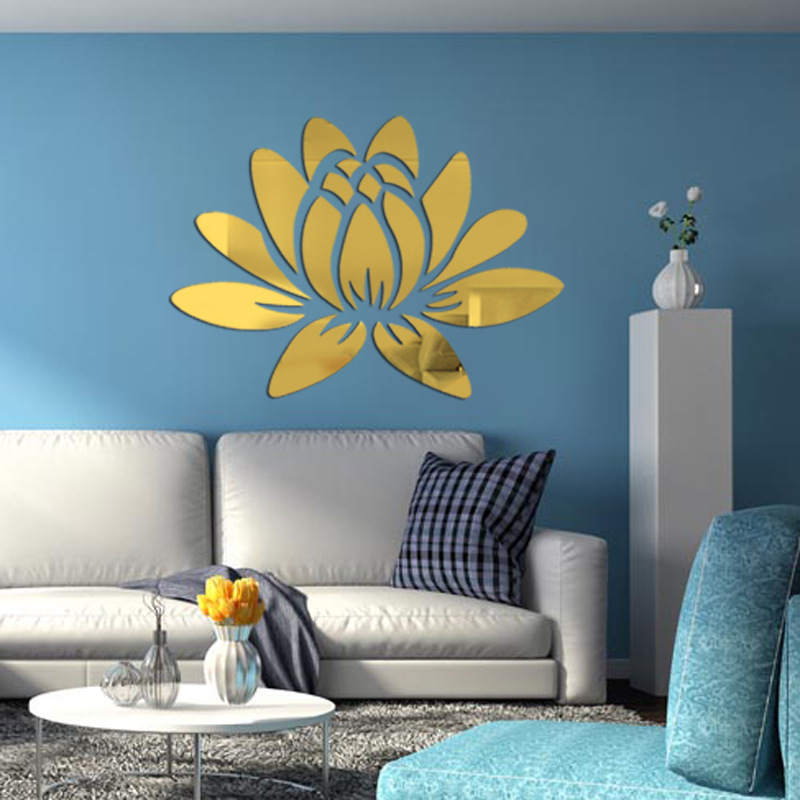 MZL Lotus Flower Acrylic Self-Adhesive Wall Sticker Living Room Sofa Background Mirror Wall Sticker Home Decoration Decal