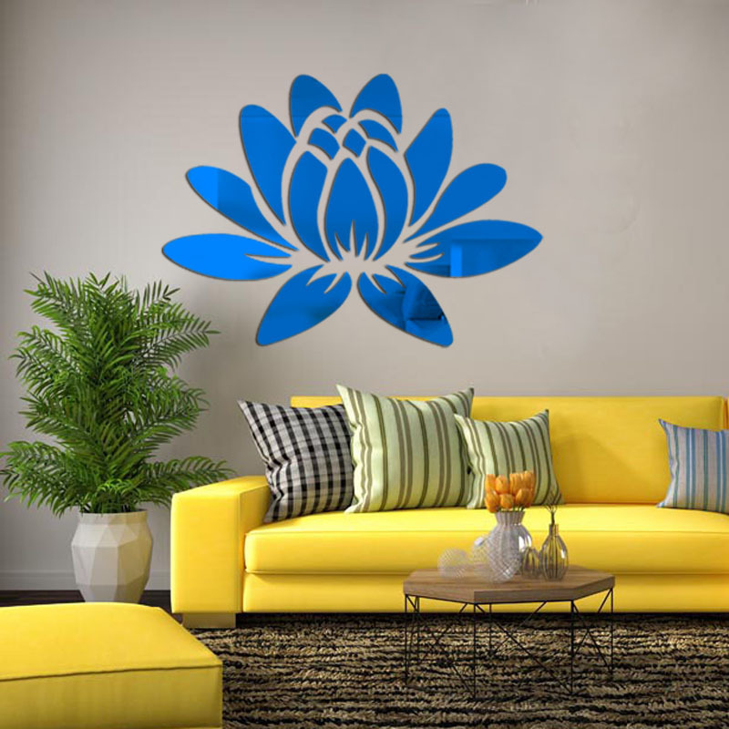 MZL Lotus Flower Acrylic Self-Adhesive Wall Sticker Living Room Sofa Background Mirror Wall Sticker Home Decoration Decal