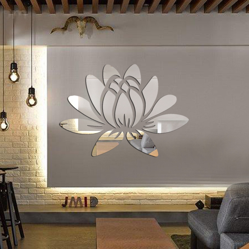 MZL Lotus Flower Acrylic Self-Adhesive Wall Sticker Living Room Sofa Background Mirror Wall Sticker Home Decoration Decal