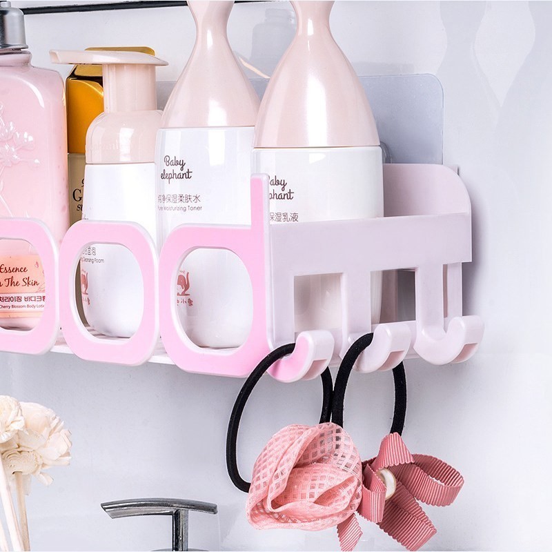 1 Pcs Creative Letter Bathroom Storage Shelf Live Love Good Wall-hanging Suction Cup