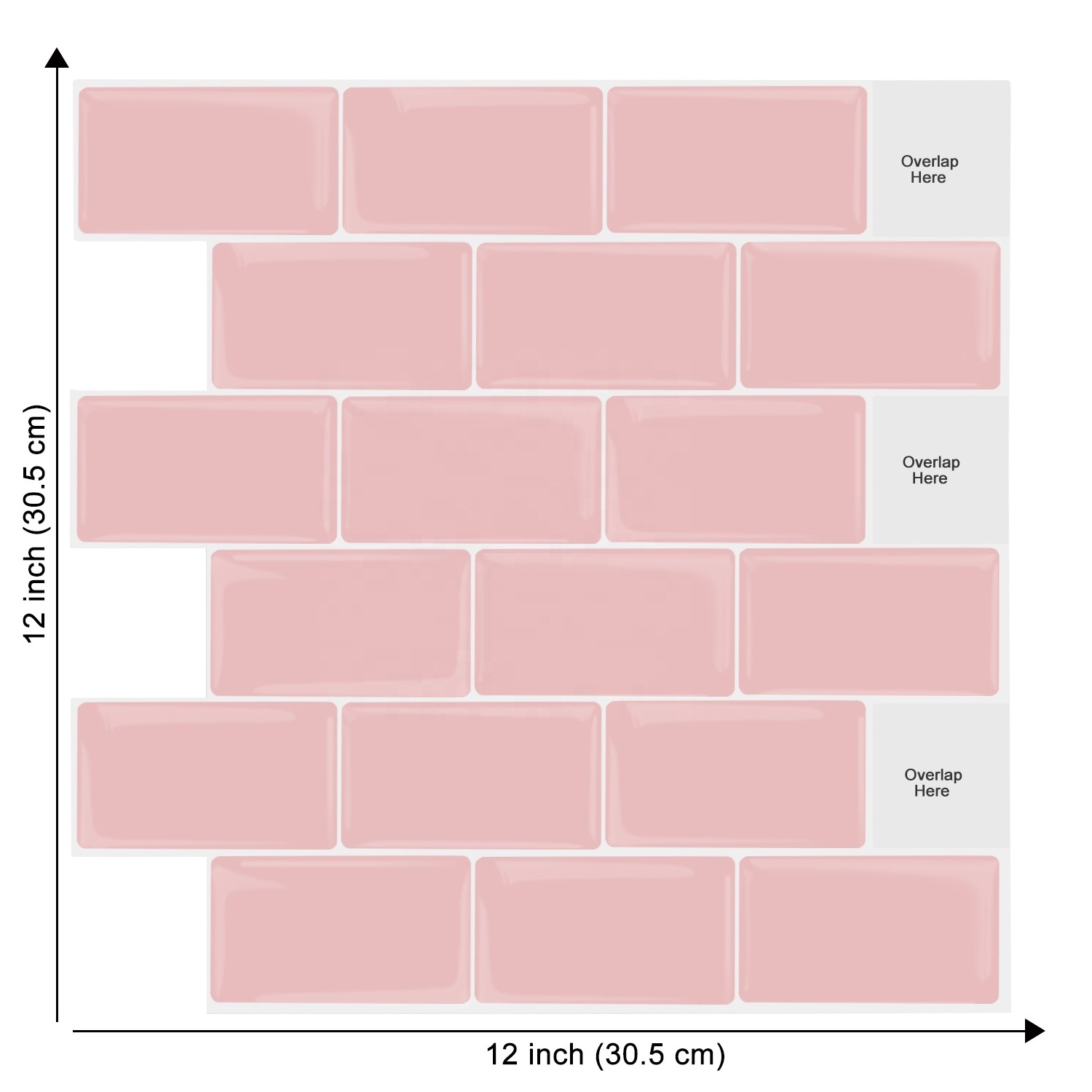 Pink Subway Mosaic Wallpaper Waterproof Wall Sticker Tiles Peel and Stick Backsplash for Kitchen and Bathroom