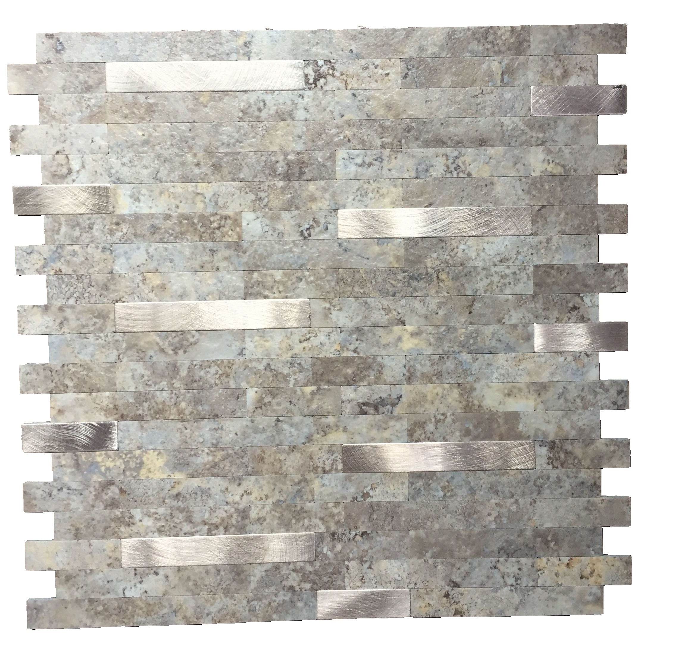 Mosaic Backsplash Kitchen Bathroom Peel and Stick Wall Tile DIY Craft Tiles Metal and PVC Composite Panel Adhesive Faux Stone