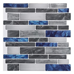 Blue Strip Peel and Stick Wall Sticker Blue strip Wall Tile 3D Fireplace Tile Backsplash Kitchen Bathroom Waterproof