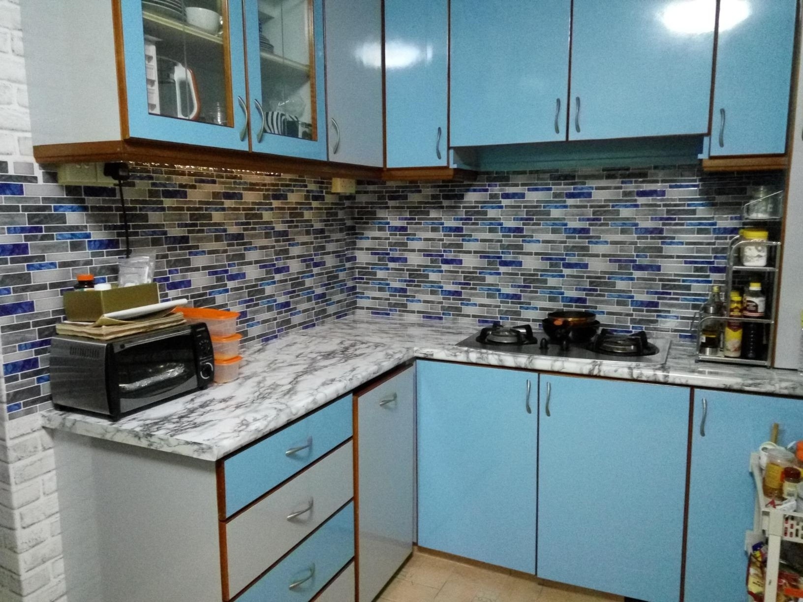 Blue Strip Peel and Stick Wall Sticker Blue strip Wall Tile 3D Fireplace Tile Backsplash Kitchen Bathroom Waterproof