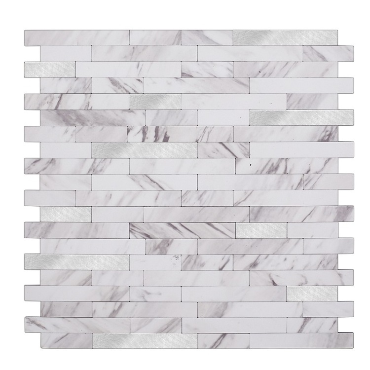 Peel and Stick Wall Tile Metal and interior PVC Aluminum Panel self adhesive stick on wall tiles Backsplash Kitchen Bathroom