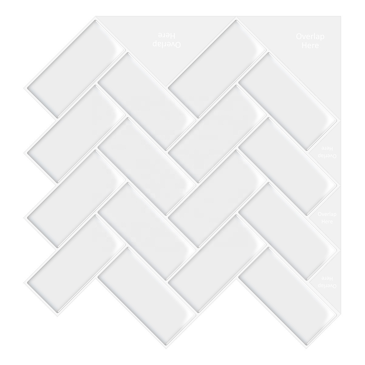 Best Seller Self Adhesive Pule White Herringbone  Wall Sticker Waterproof Home Decor For Kitchen Bathroom Living Room