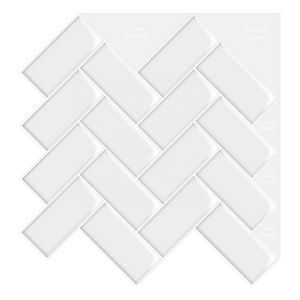 Best Seller Self Adhesive Pule White Herringbone  Wall Sticker Waterproof Home Decor For Kitchen Bathroom Living Room