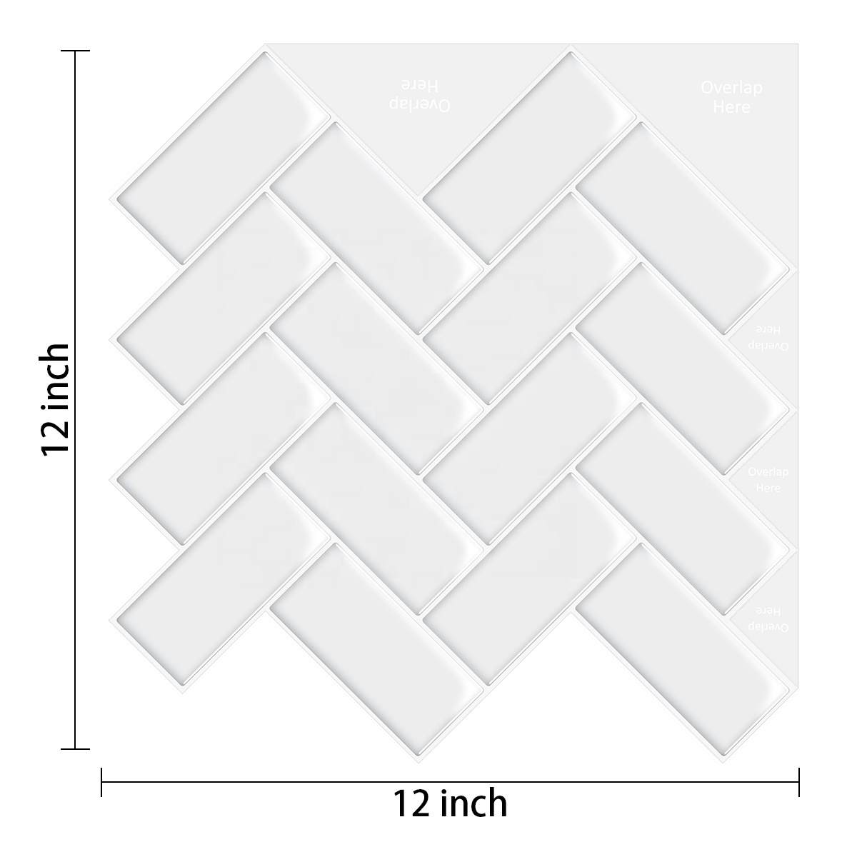 Best Seller Self Adhesive Pule White Herringbone  Wall Sticker Waterproof Home Decor For Kitchen Bathroom Living Room