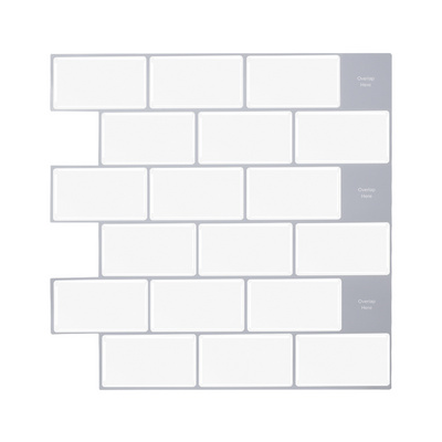 White Subway Tile Fireplace Tile Backsplash Kitchen Bathroom Showroom 12*12 Inch Peel and Stick Wall Tile Interior Wall Decor