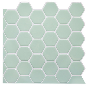 12*12 Inch Peel and Stick Wall Sticker Green Hexagon Wall Tile 3D Fireplace Tile Backsplash Kitchen Bathroom