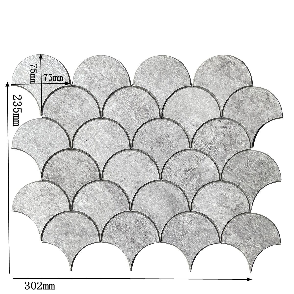 Special design  peel and stick grey fish scale  composite wall tile strong adhesive  waterproof home decor for kitchen bathroom