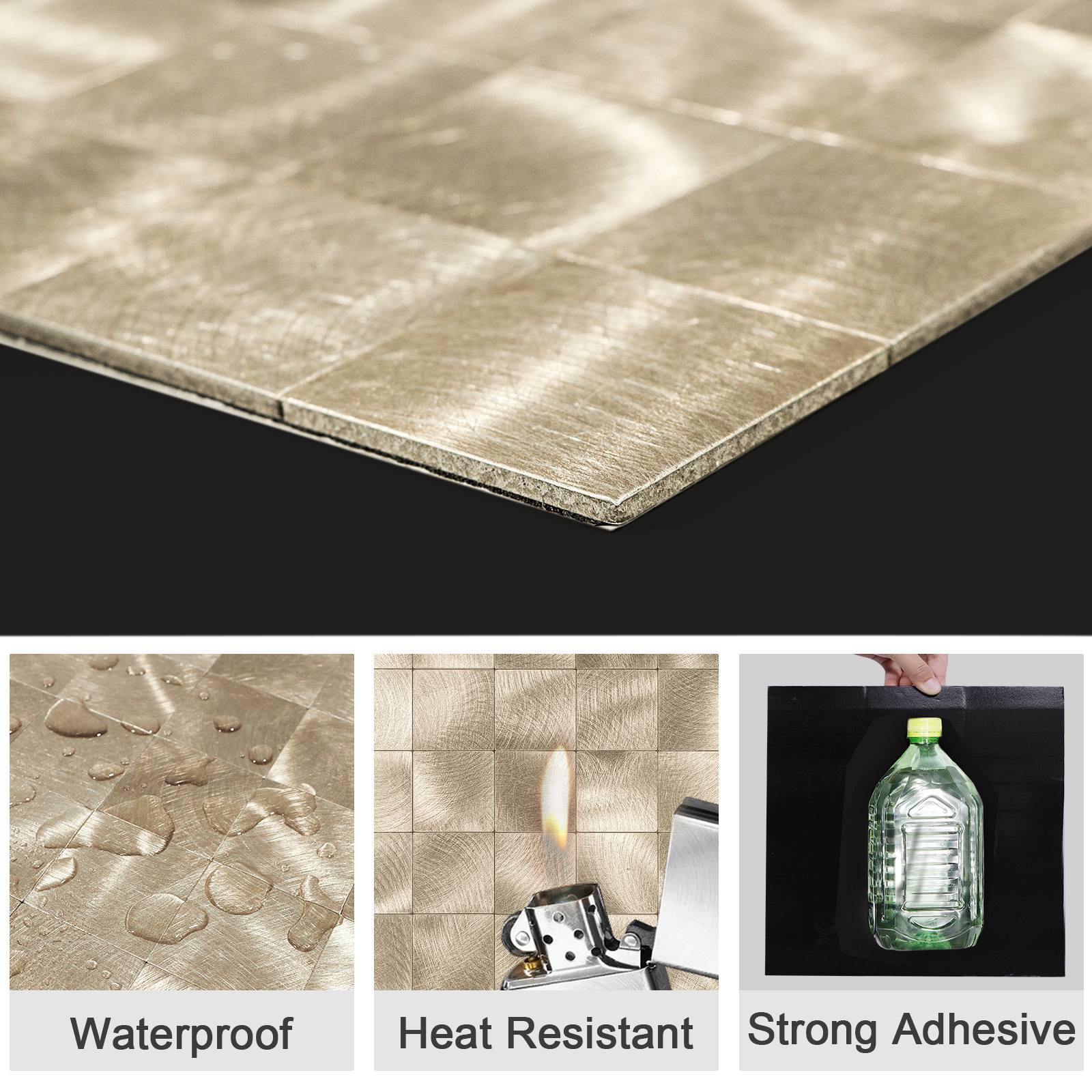 BSCI Factory Wholesale Aluminum Peel And Stick Backsplash Thickness 4mm Removable Waterproof For Home Decoration