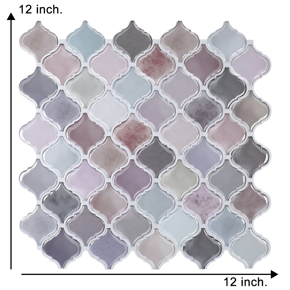 Peel And Stick Pink And Purple Lantern Vinyl Wall Tiles Waterproof Home Decor For Kitchen Bathroom Living