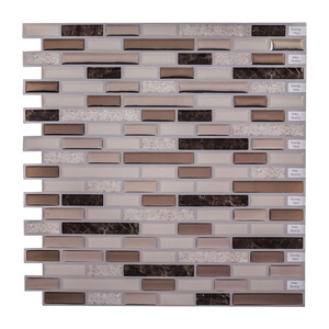 Peel and Stick Waterproof Tile Stickers Self Adhesive 3D Brick Marble Effect Vinyl Wallpaper for Kitchen Backsplash