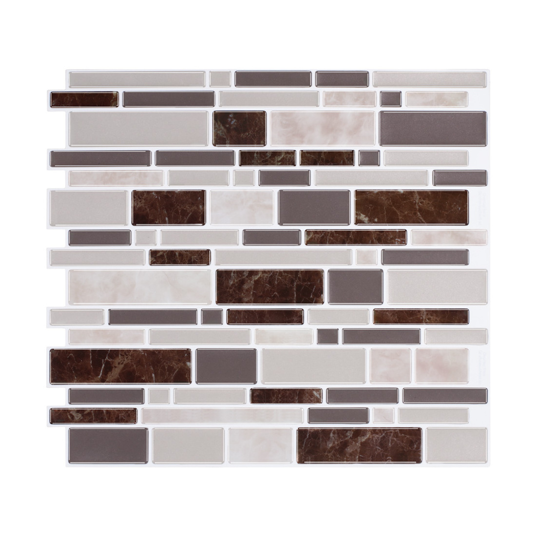 Easytiles high gloss 3d peel and  stick strip mosaic backsplash waterproof vinyl tile