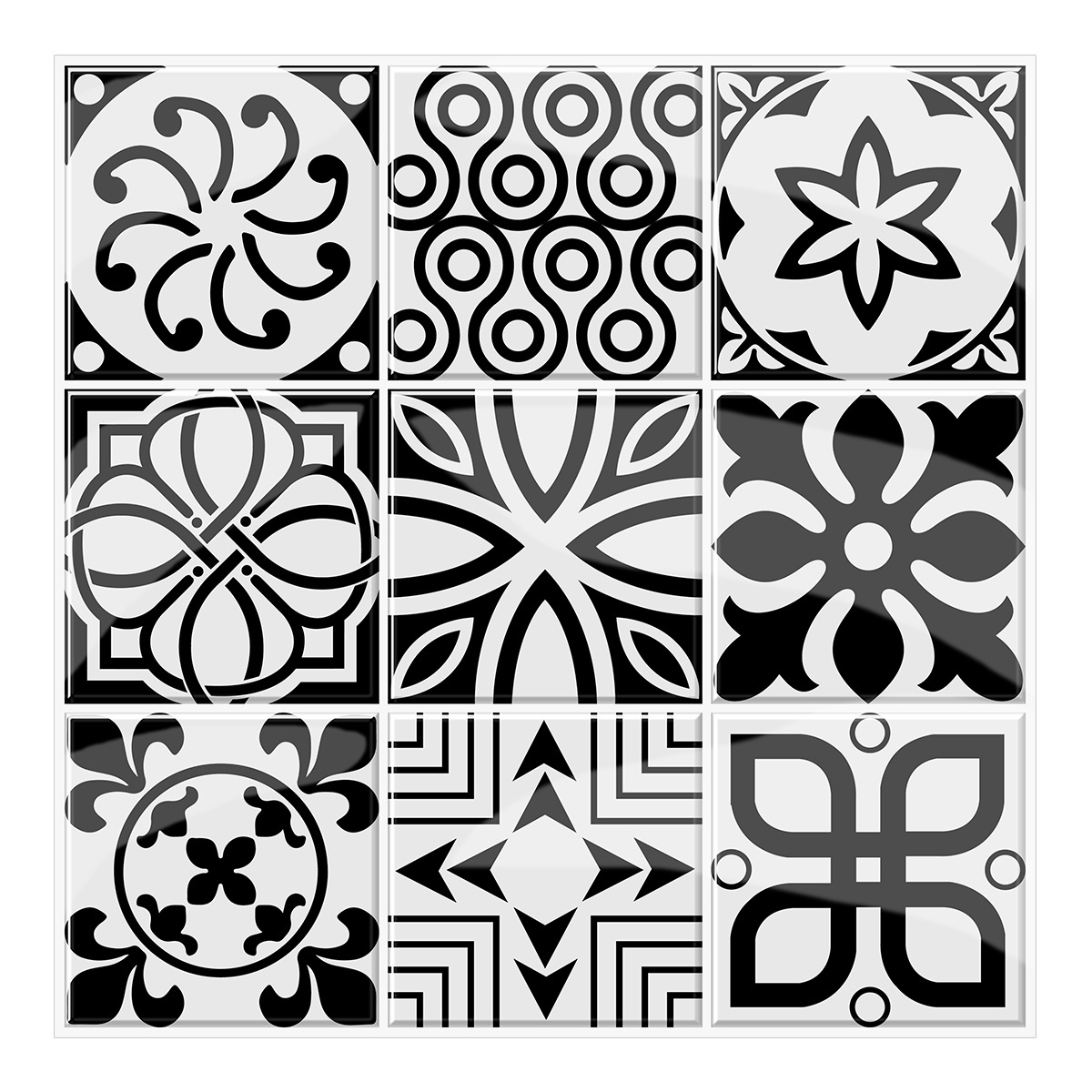 Black Flowers 3D Stickers for Kitchen Bathroom Backsplash Wall Tile 12*12 inch