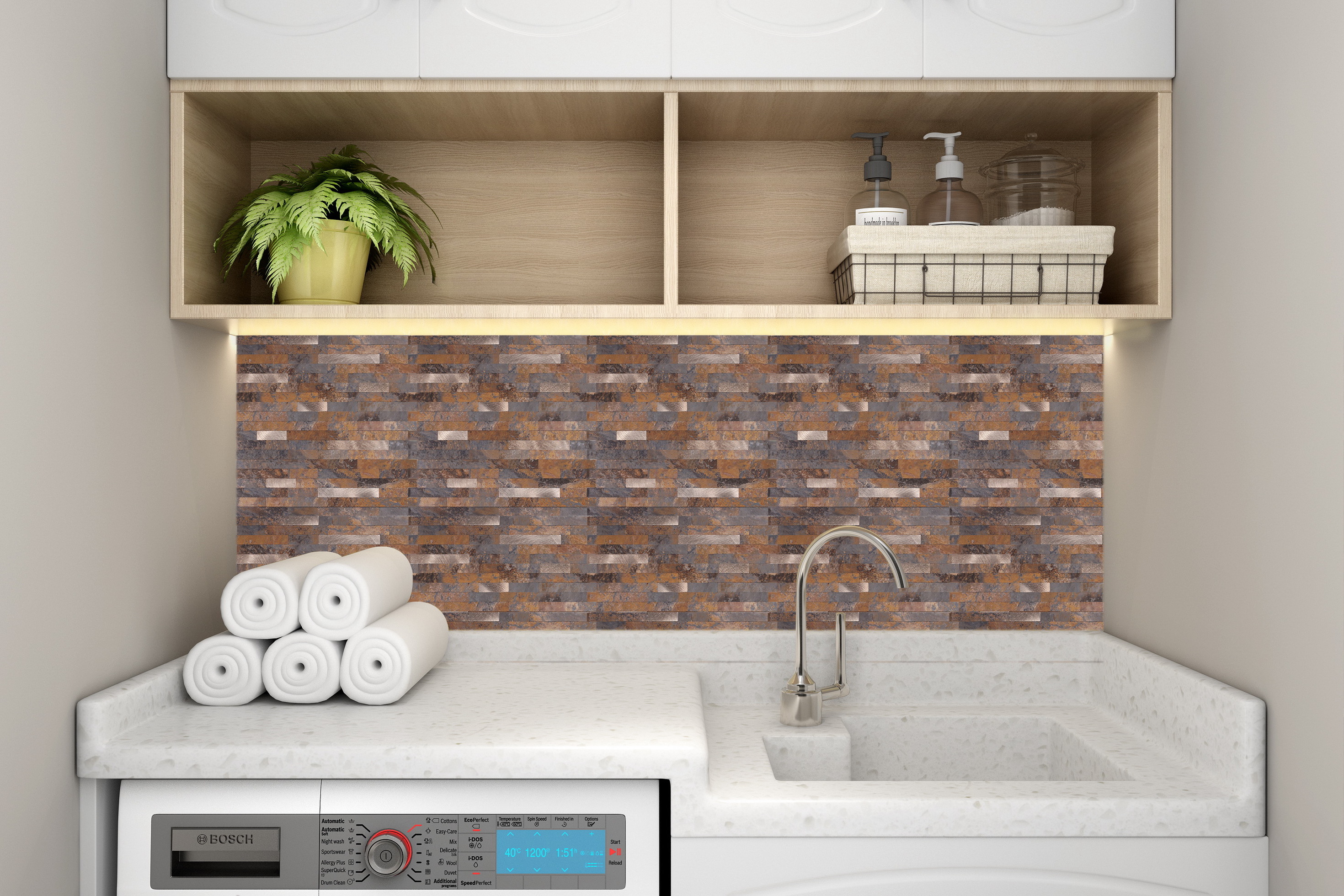 Decorative Peel and Stick Metal and PVC Composite Panel DIY Craft Tiles Mosaic Backsplash Easy DIY Kitchen Bathroom Showroom