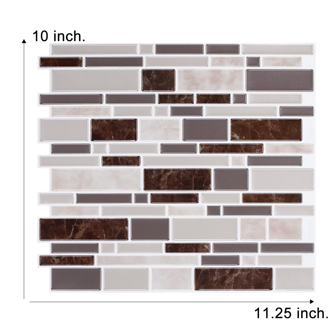 Easytiles high gloss 3d peel and  stick strip mosaic backsplash waterproof vinyl tile