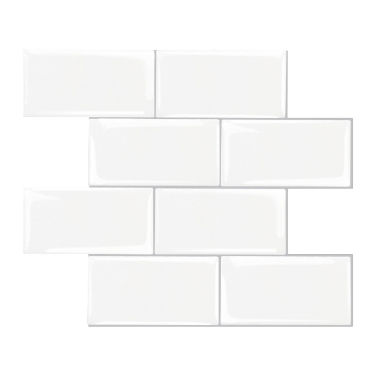 pure white subway thicker wall stickers self adhesive tiles 3d peel and stick backsplash waterproof for bathroom and kitchen