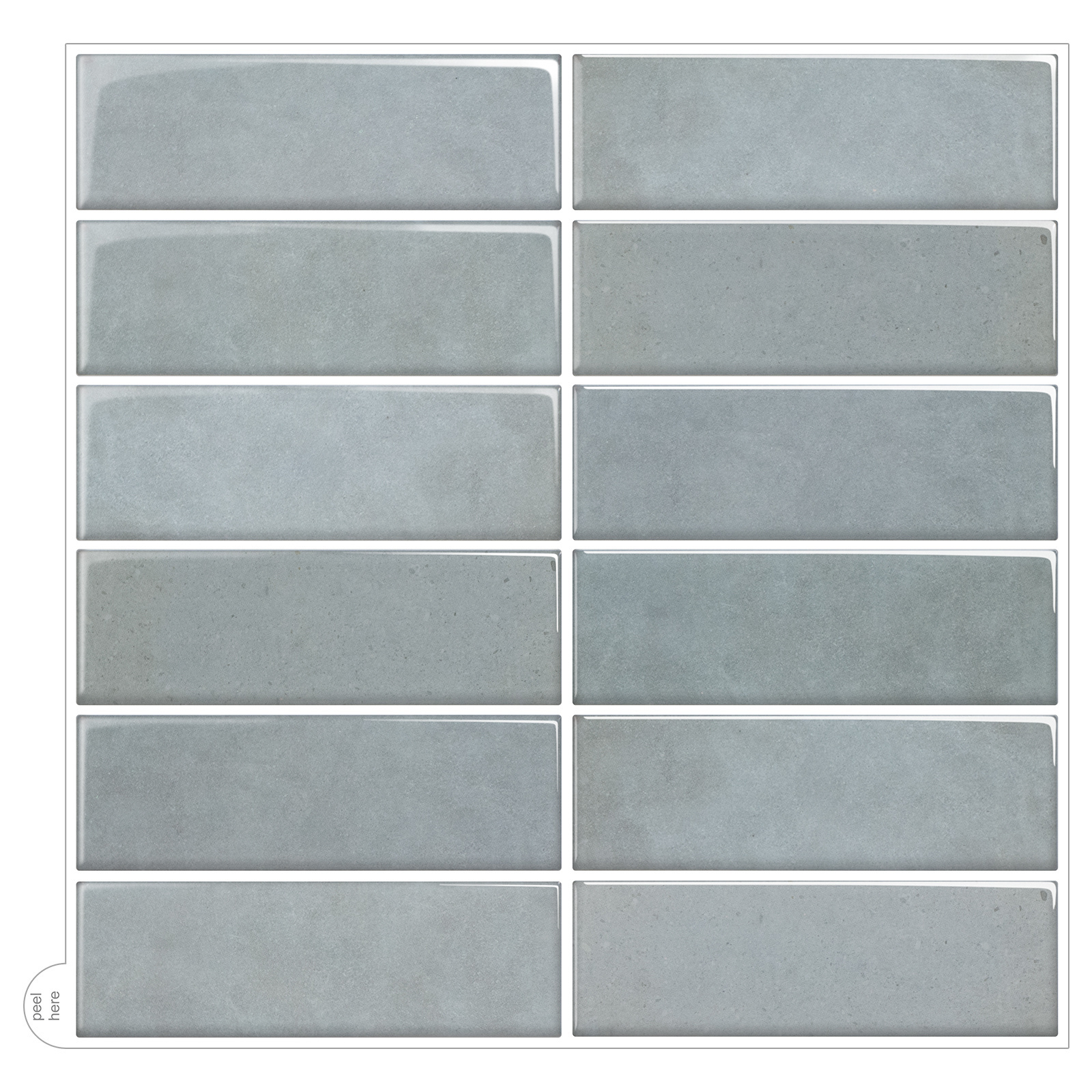 Gray Blue Oblong of Self Adhesive Wall Tiles 3d Effect for Kitchen Bathroom Backsplash