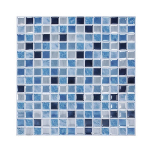 Peel and Stick Waterproof Tile Stickers Self Adhesive 3D Blue Mosaic Effect Vinyl Wallpaper for Kitchen Backsplash