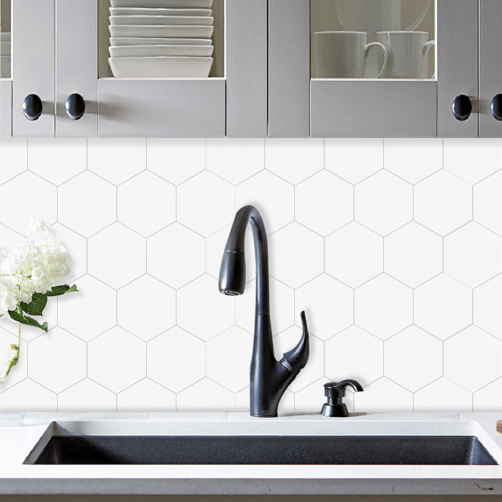 High Quality Indoor Decor backsplash Sticker Peel And Stick Hexagon Wall Mosaic Tile