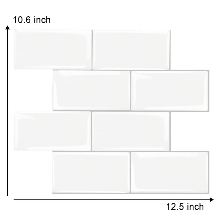 pure white subway thicker wall stickers self adhesive tiles 3d peel and stick backsplash waterproof for bathroom and kitchen