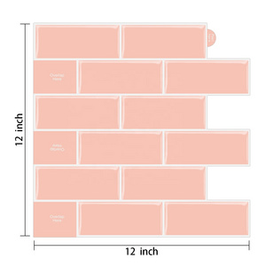 Peel and Stick Wall Pink with White Grout Subway Wall Tile 3D Fireplace Tile Waterproof for Kitchen Bathroom