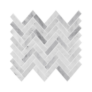 12*12 INCH White marble herringbone  home decorative waterproof peel and stick wall tiles  kitchen living room